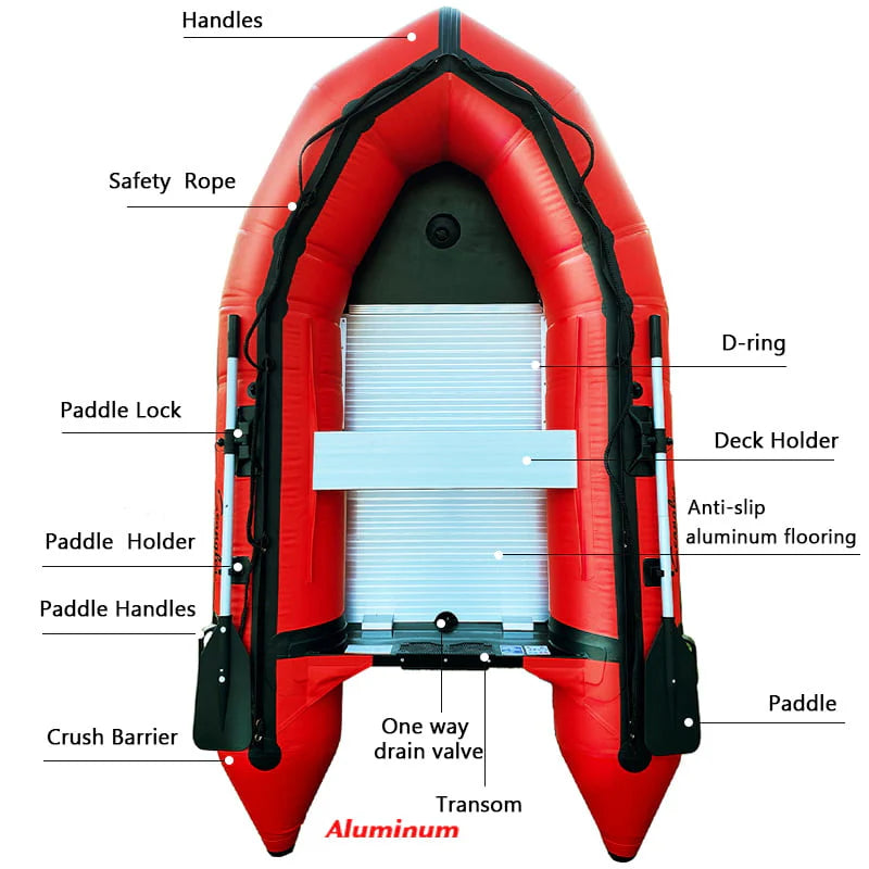 Inflatable Boat 4 Person Aluminum Floor Heavy Duty Saltwater Fishing Boat Z428