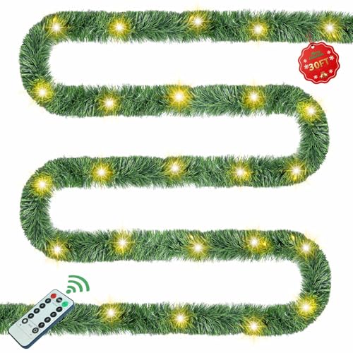 30 Feet 50 LED Battery Operated Pre-Lit Green Garland P83179