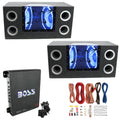 10" Box Subwoofers (2 Pack) with Amplifier and Wire Kit Q369