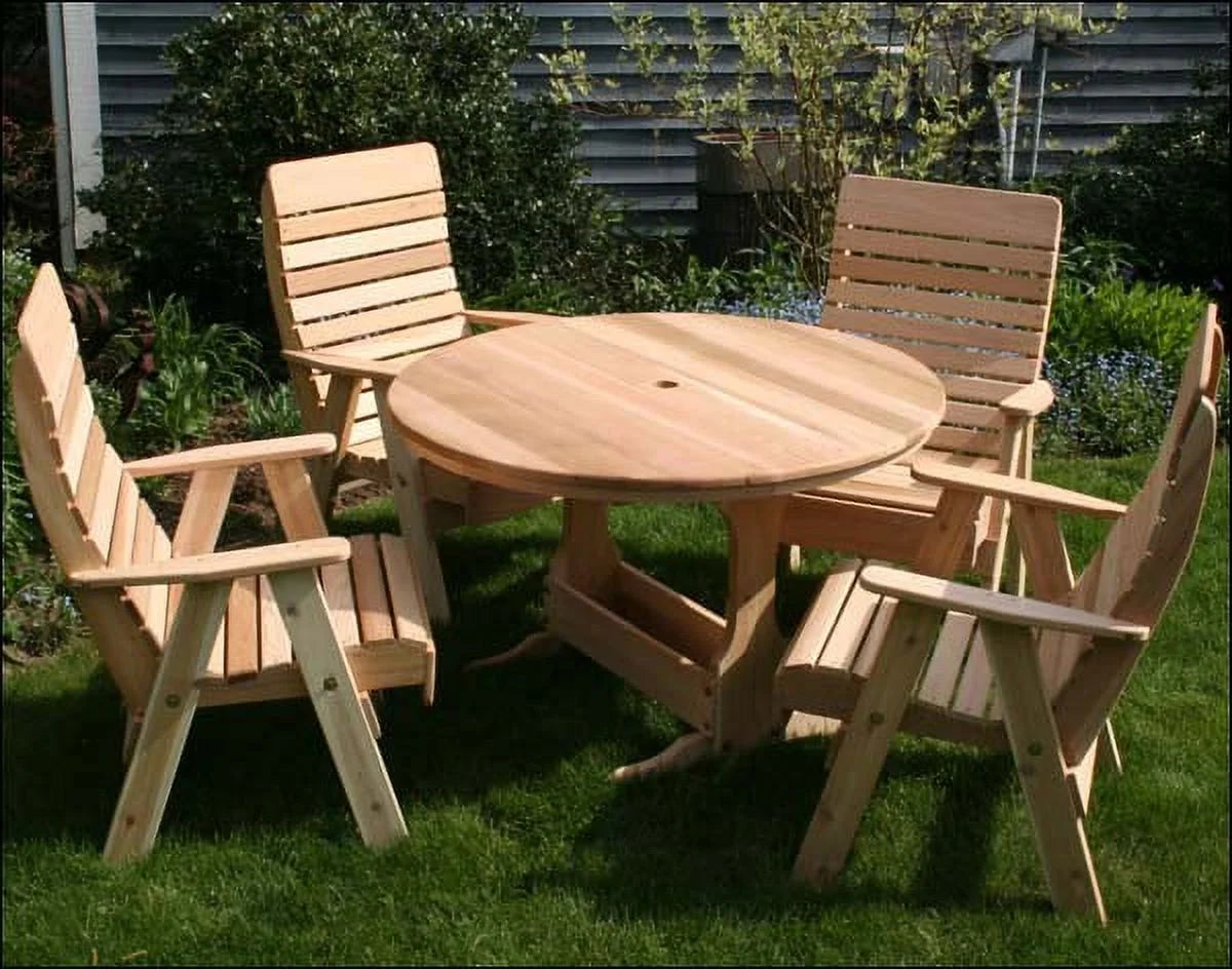 Red Cedar Round Trestle Picnic Table with Benches X335