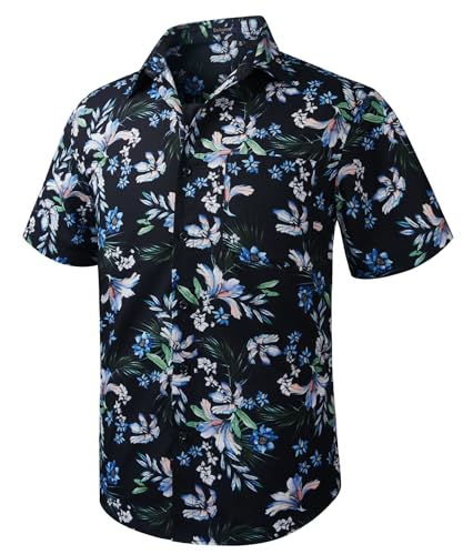 Men's Short Sleeve Floral Button Down Tropical Shirt K949