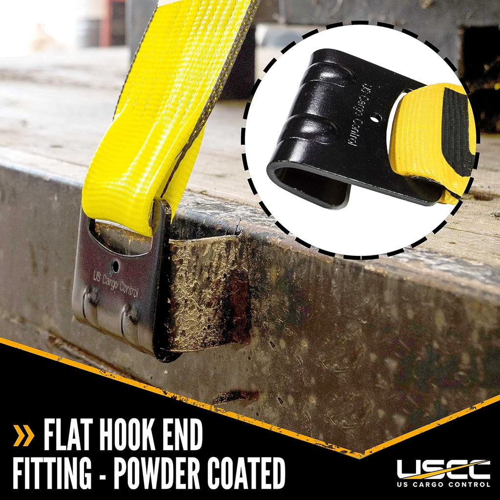 Yellow Ratchet Strap with Flat Hooks 2 Pack P695