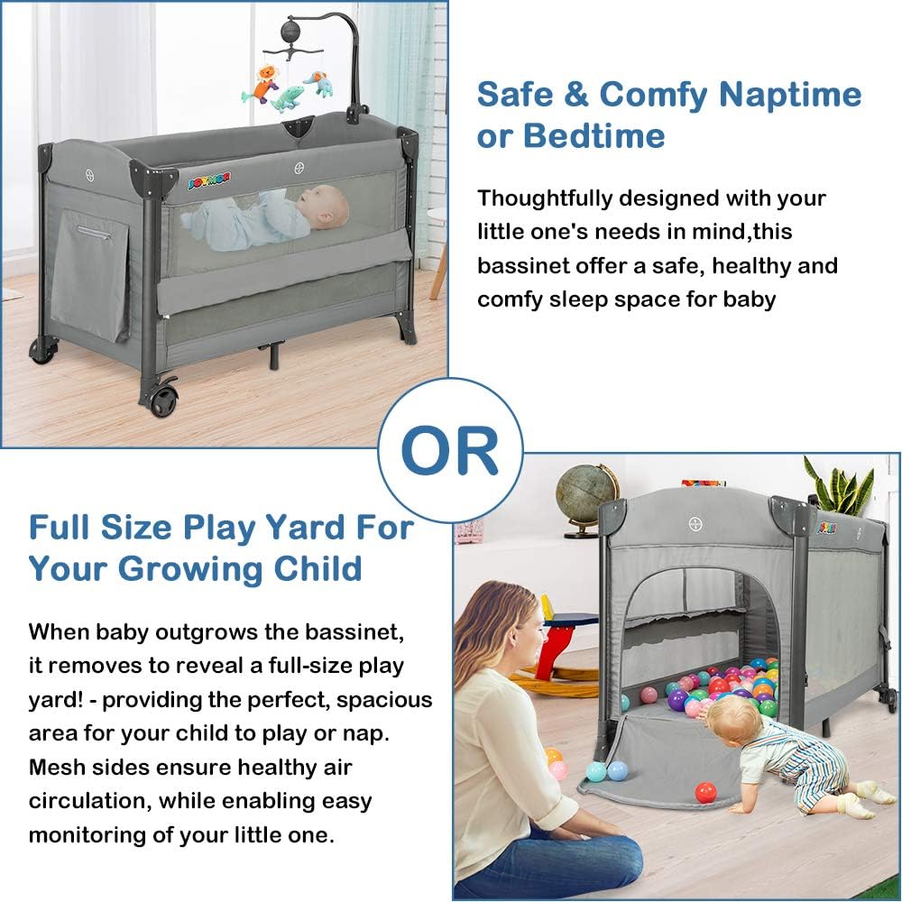3 in 1 Baby Bedside Sleeper with Mattress and Carry Bag D912046