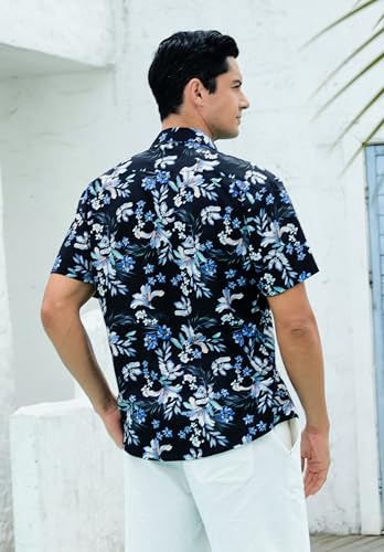 Men's Short Sleeve Floral Button Down Tropical Shirt K949