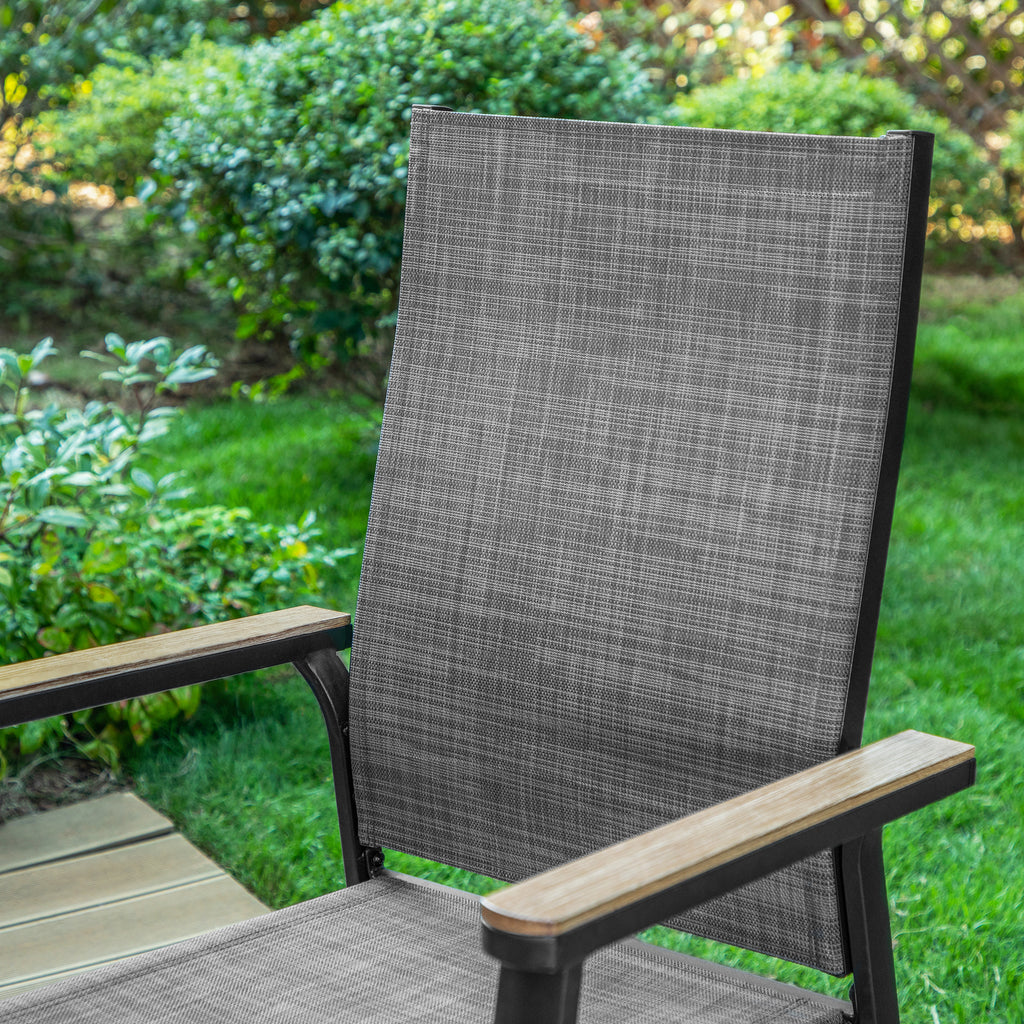 5-Piece Outdoor Patio Dining Set with 4 Aluminum Armchairs and 1 Dining Table, Black & Gray J802