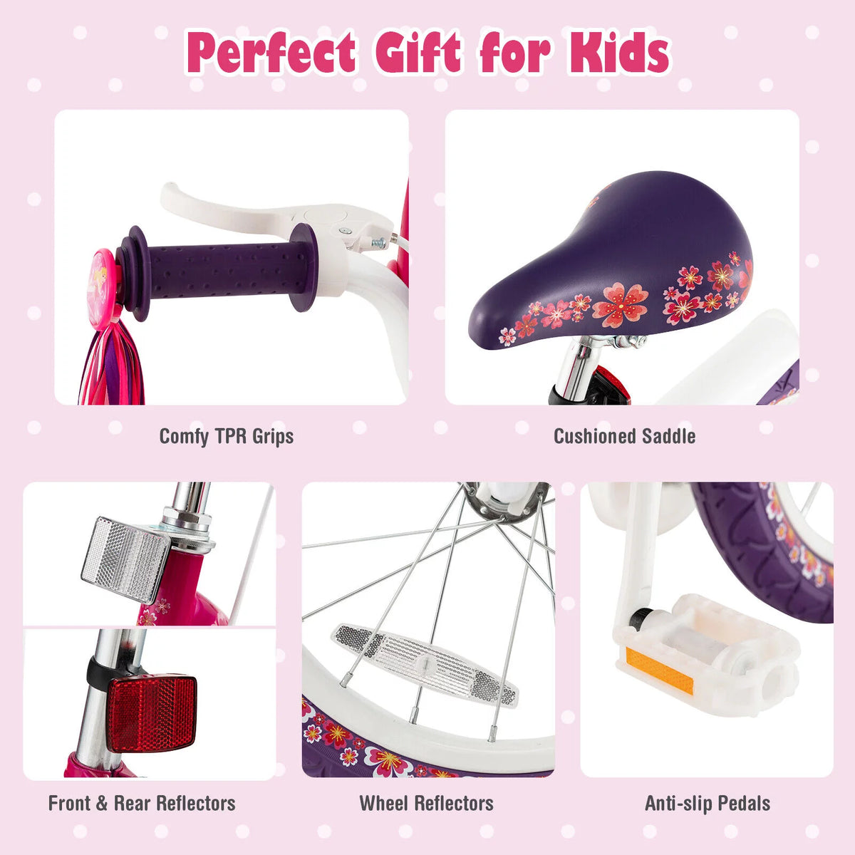 Pink & Purple 16 Kids Bike with Training Wheels R94142