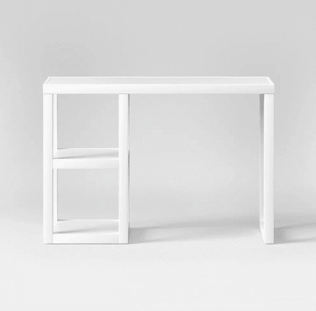 White Wood Writing Desk with Storage Q39896