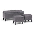 Stone Grey Faux Leather 3 Pc Storage Ottoman X582716
