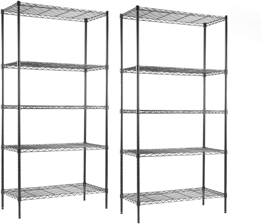 4-Shelf NSF Certified Steel Wire Shelving Unit, Black, Pack of 2 K60419