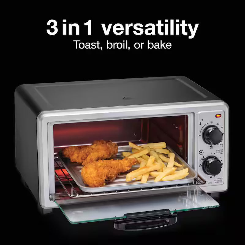 1100-Watt 4-Slice Black Toaster Oven Broiler E313