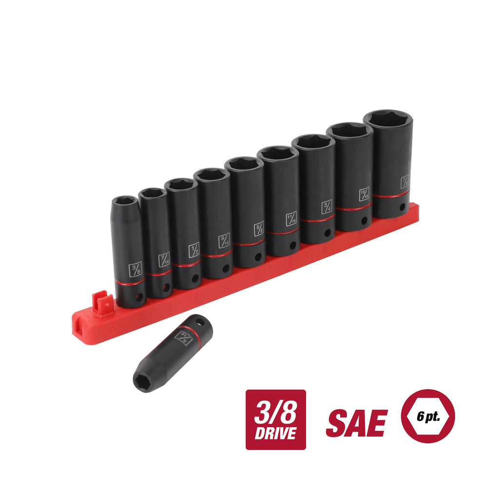 11-Piece 3/8 inch Deep Impact Socket Set MM and SAE O384