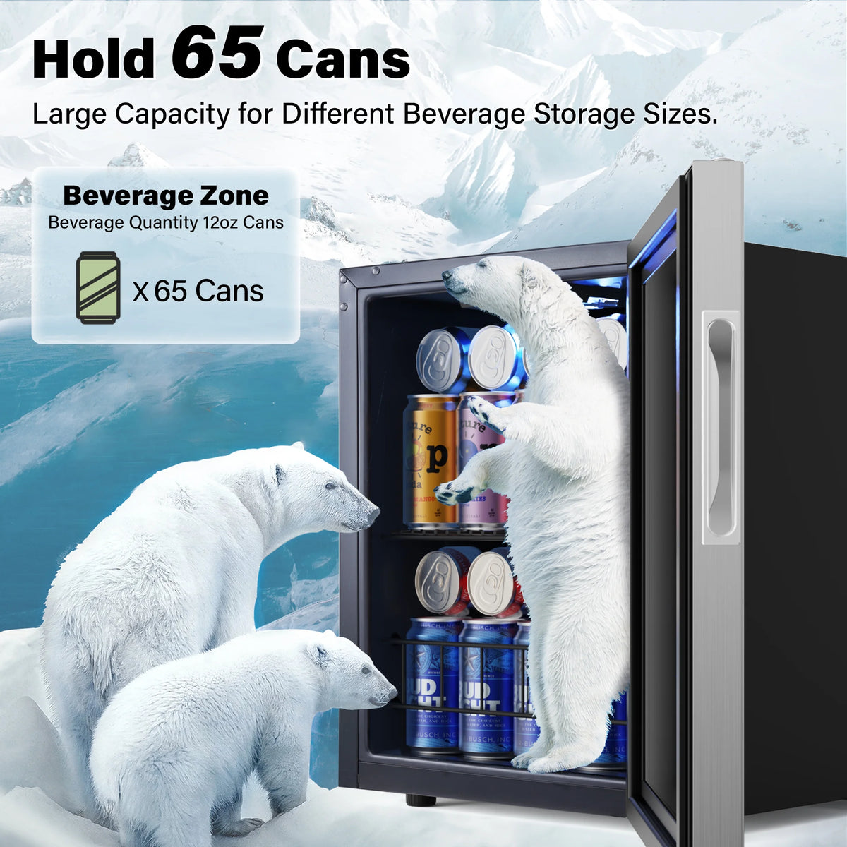62-65 Can Glass Door Beverage Refrigerator M286