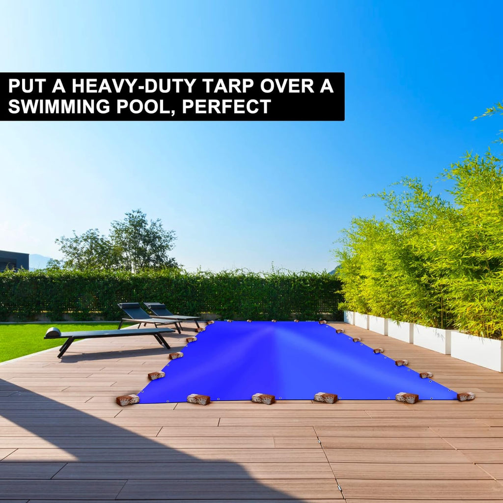 Blue Heavy Duty Waterproof 16 Mil Thick Tarpaulin with Metal Grommets 20x30 E81477