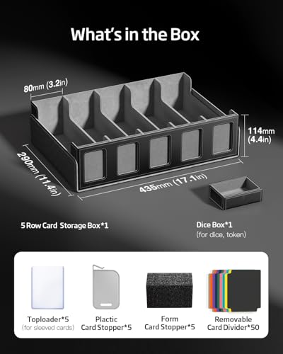 5-Row Trading Card Storage Box with Magnetic Lid W915