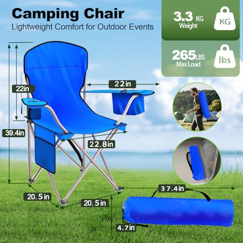 Folding Camping Chair with Cooler Pouch, Cup Holder & Storage Pocket U2198