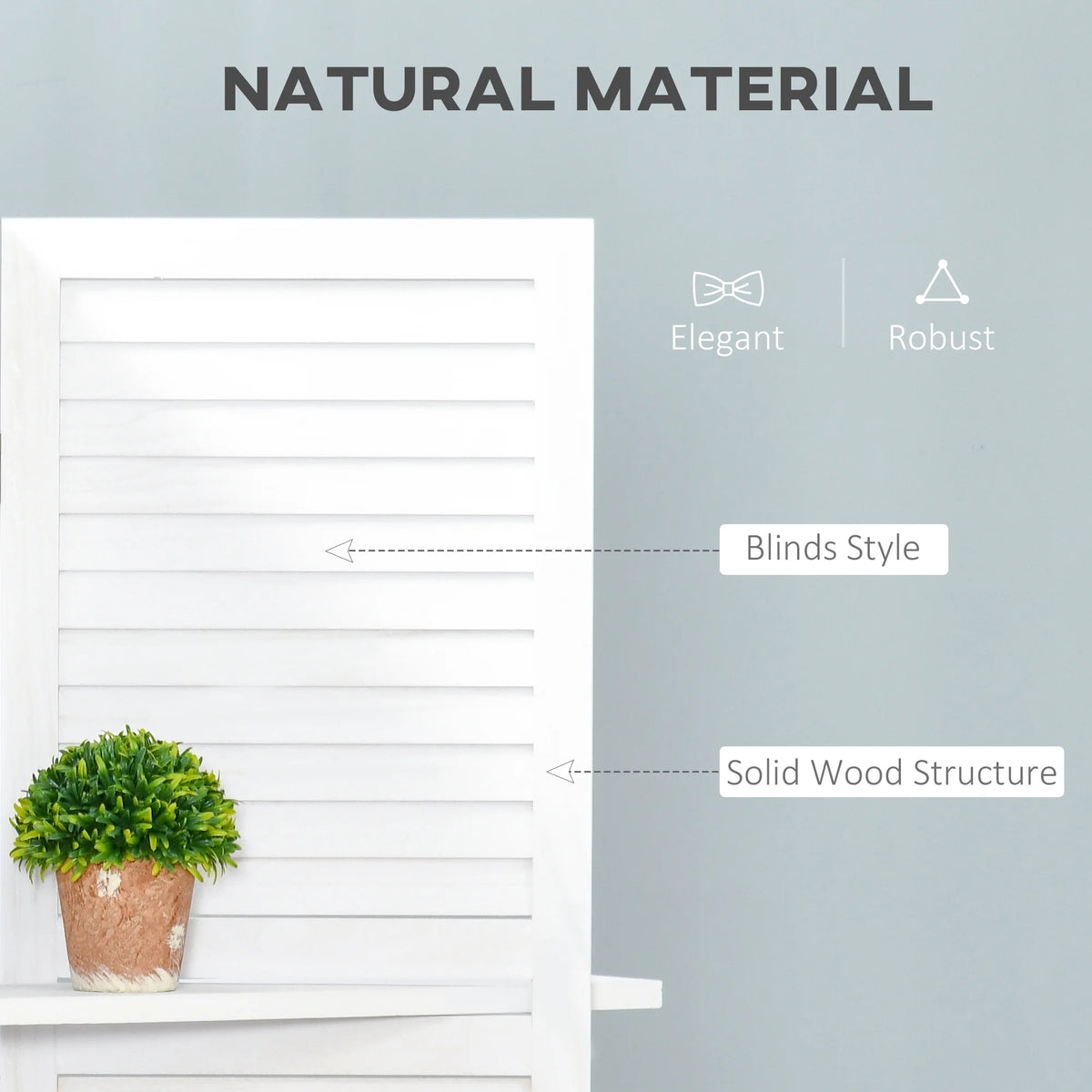67" 4 Panel Wooden Privacy Screen Divider with Shelves O141586