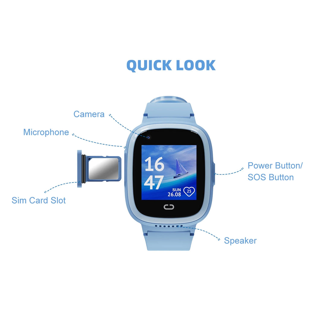 4G Smartwatch with SIM Slot, IP67 Waterproof B73335