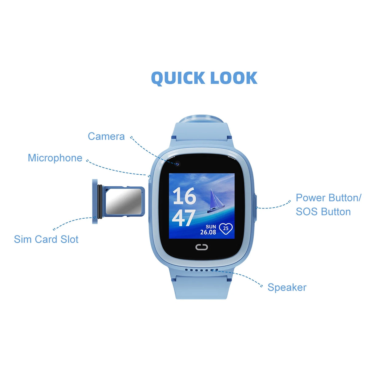 4G Smartwatch with SIM Slot, IP67 Waterproof B73335