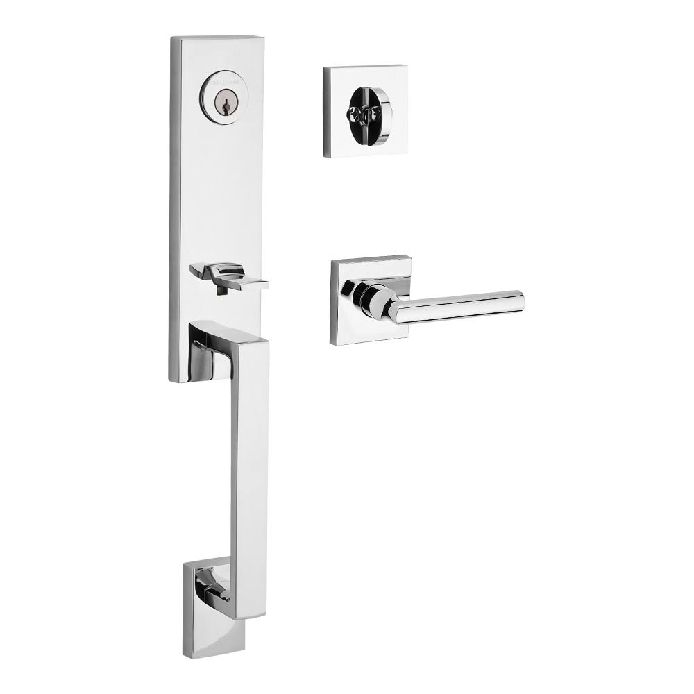 Bright Chrome Single Cylinder Handleset with Square Rose A4973
