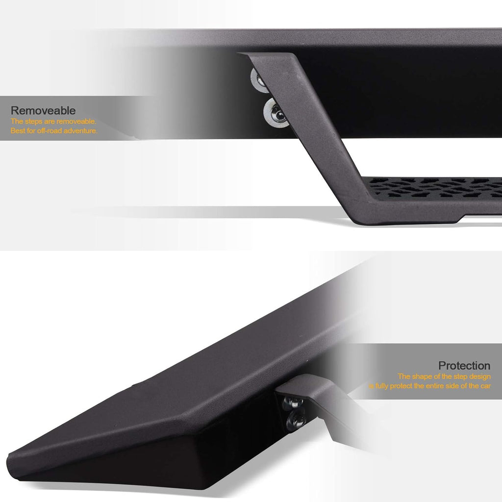 Matte Black Nerf Bars Running Boards for Ford F150 SuperCrew Cab J1777