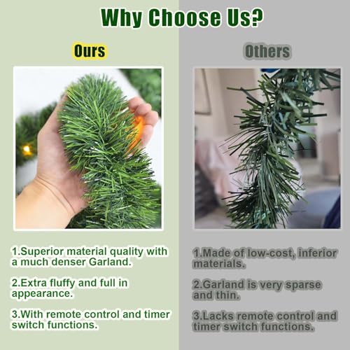 30 Feet 50 LED Battery Operated Pre-Lit Green Garland P83179