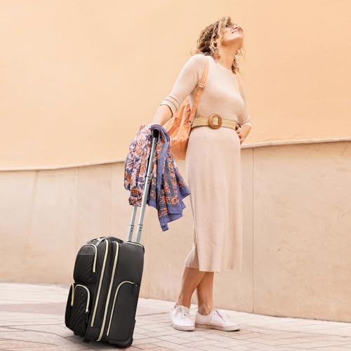 Black Gold Carry On Rolling Suitcase F7838