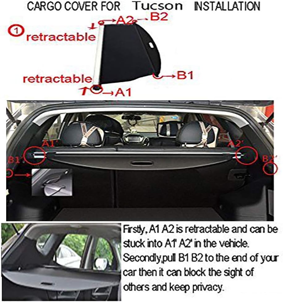 Retractable Cargo Cover Black Pack of 2 E9525