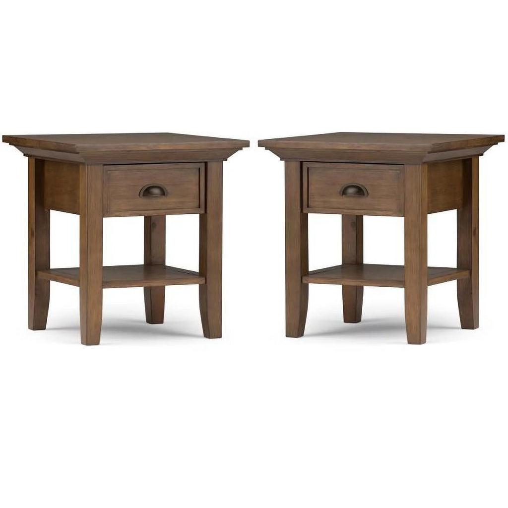 2-Piece Wood Square End Side Table Set W539