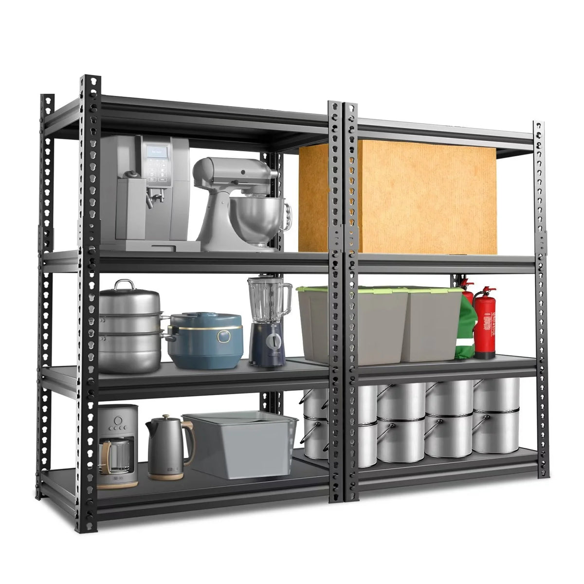 Adjustable 4-Tier Metal Heavy Duty Shelving, 2 Pack E4014