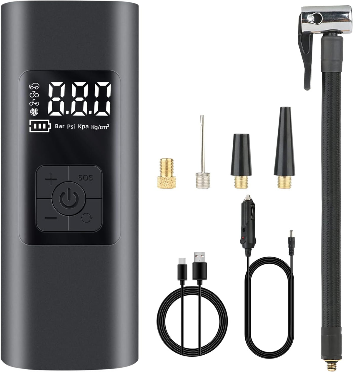 6000mAh Portable Air Compressor 150PSI Cordless Rechargeable Tire Inflator K5146
