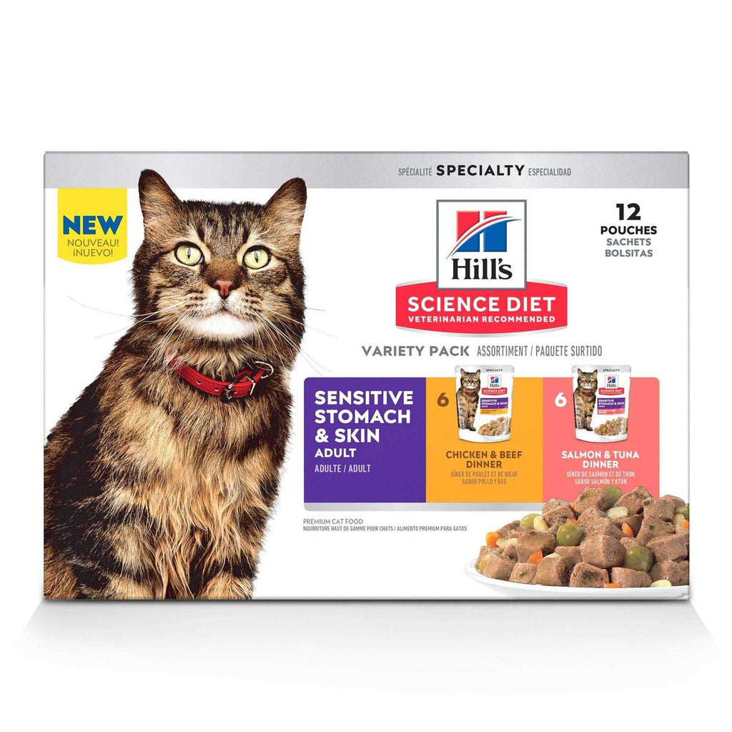Adult Sensitive Stomach & Skin Wet Cat Food Pouch Variety Pack S627