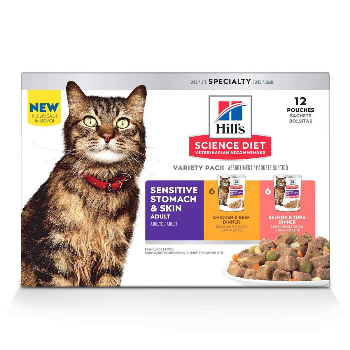Adult Sensitive Stomach & Skin Wet Cat Food Pouch Variety Pack S627