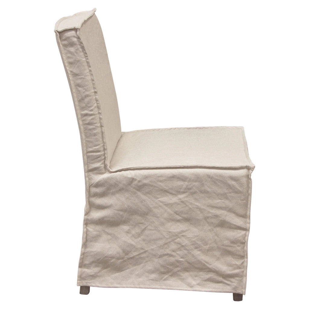 Sand Linen Dining Chairs with Wood Legs, Pack of 2 H99422