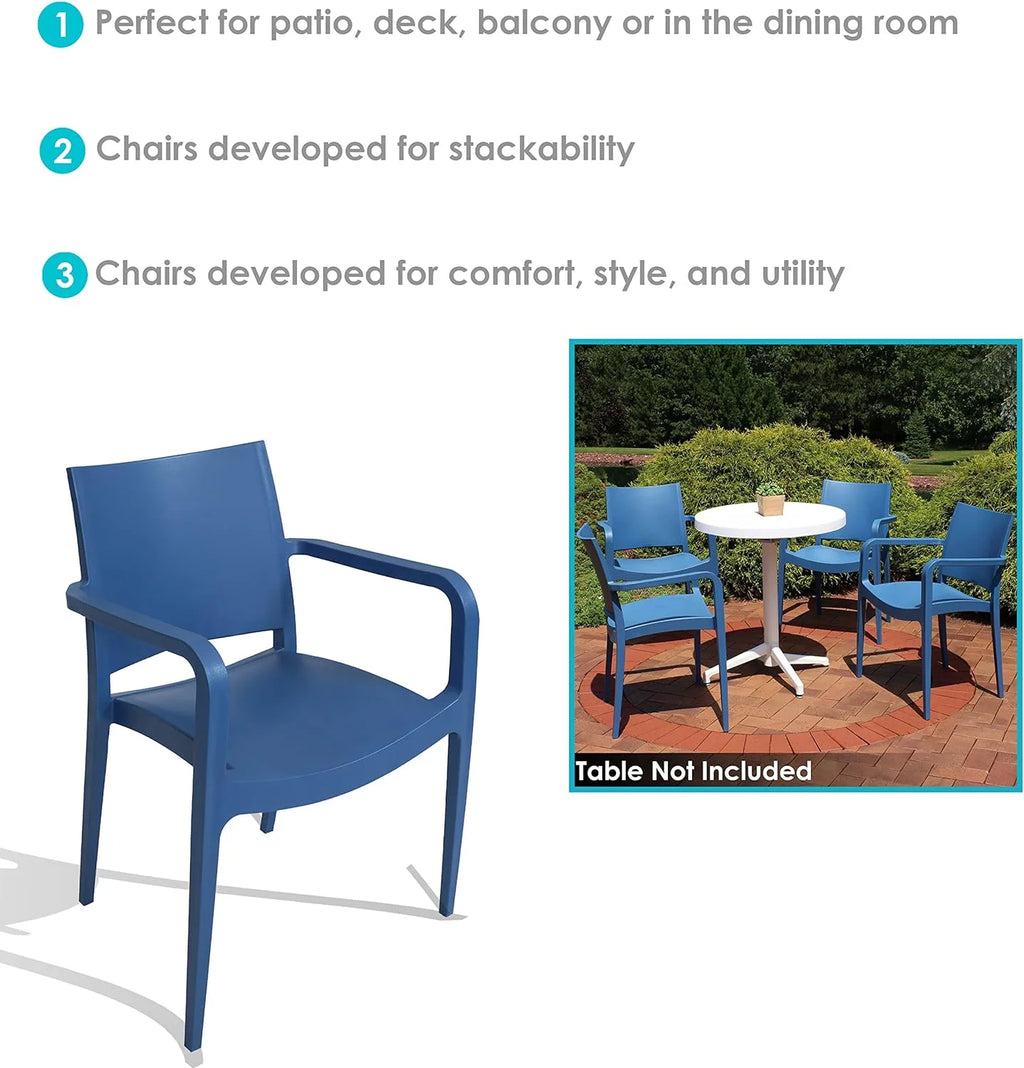 Sax Blue Plastic Dining Armchair 4 Chairs G1618