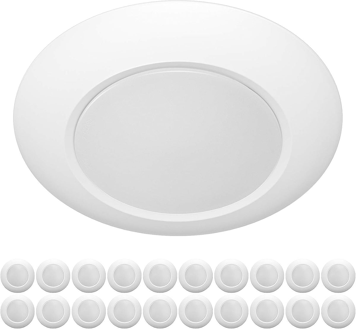 20 Packs 6 Inch LED Disk Light Surface Mount Low Profile Recessed Retrofit Ceiling Fixture, Dimmable, 15W=75W, 980LM, 3000K Warm White, CRI>80, ETL Listed, Wet Location F47722
