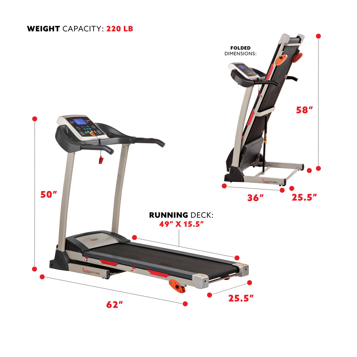Folding Treadmill with Manual Incline and Pulse Sensors X620666