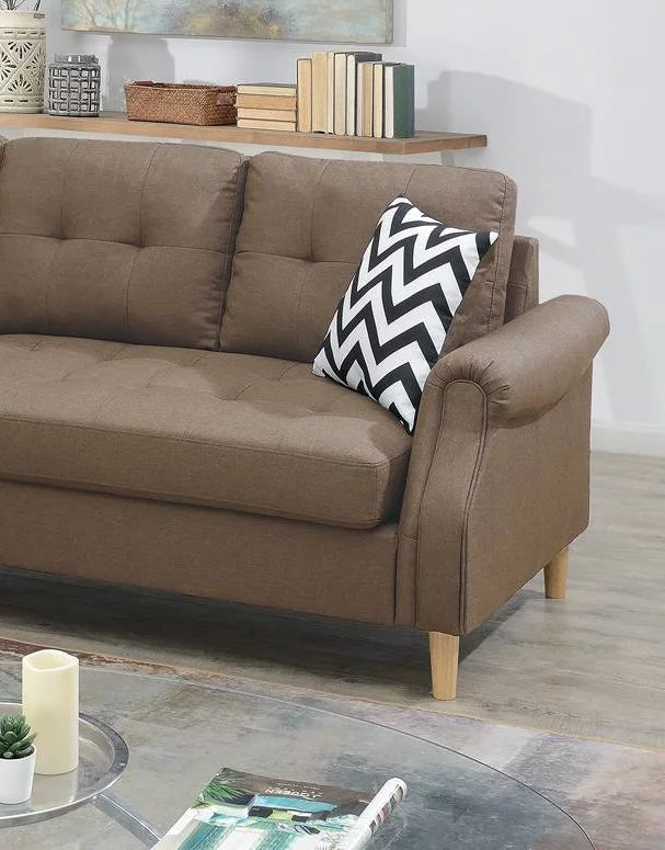 Reversible Sectional Sofa Set Polyfiber Light Coffee Cushion C221057