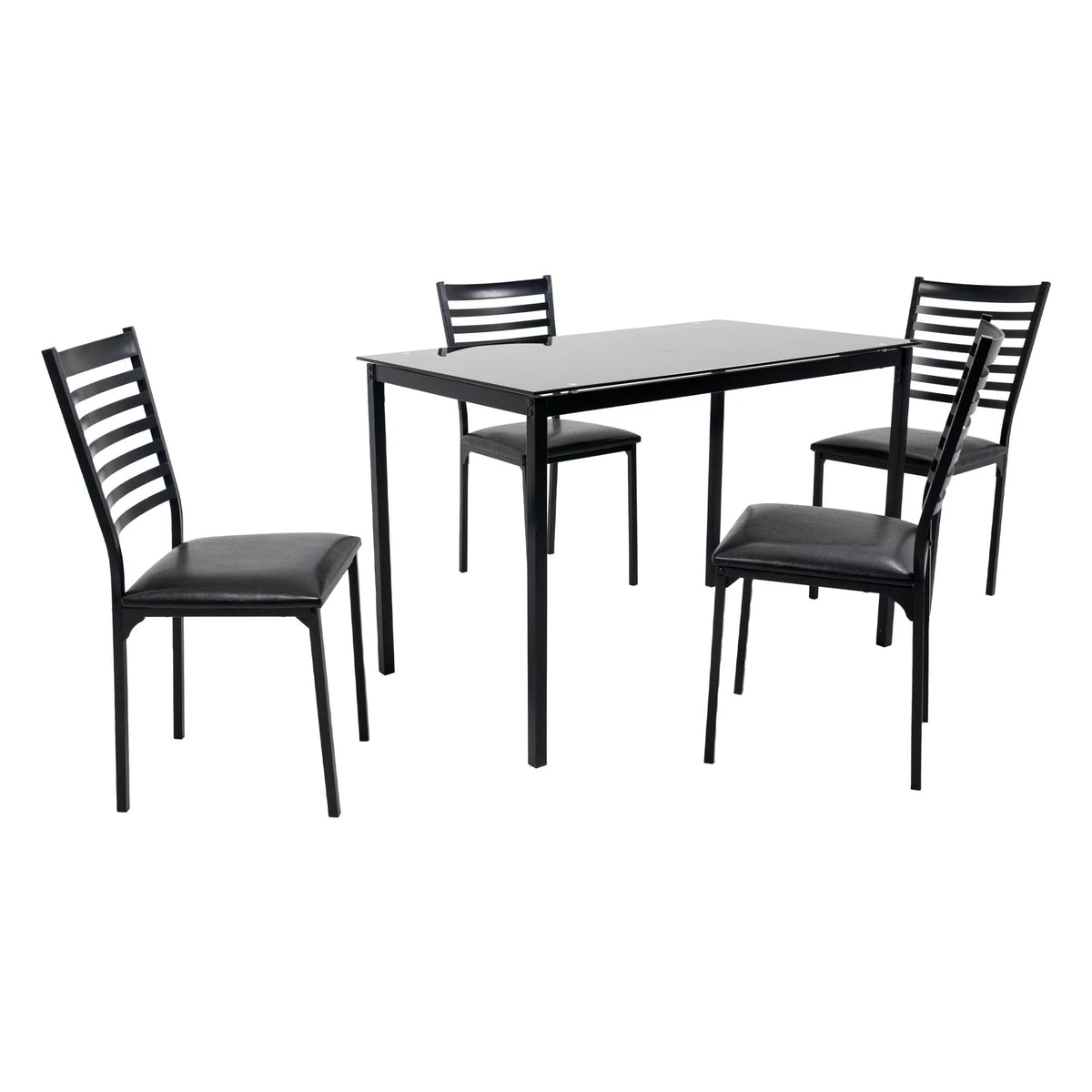 5 Piece Black Dining Table Set with 4 Upholstered Chairs Z930631
