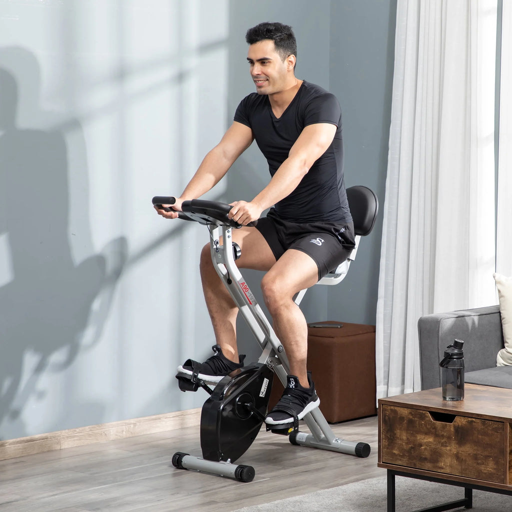 Folding Upright Stationary Indoor Bike with 8 Levels of Magnetic Resistance Z6743