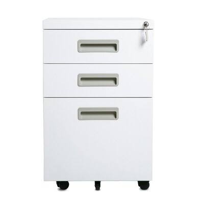 White Metal File Cabinet with Keys Y59791
