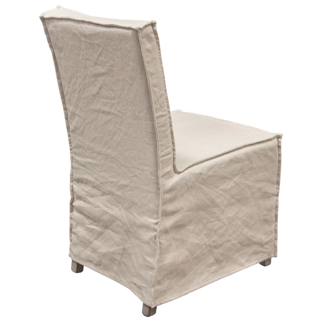 Sand Linen Dining Chairs with Wood Legs, Pack of 2 H99422