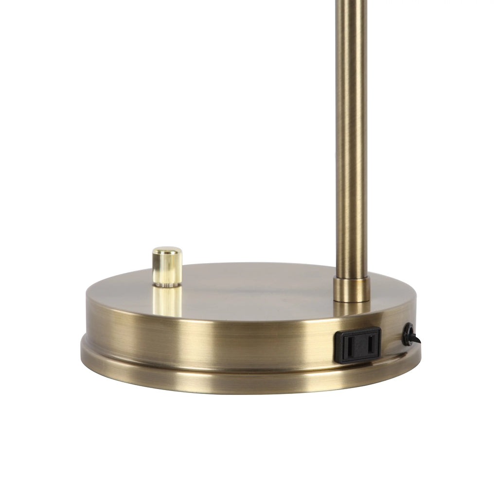 Gold Desk Lamp with Glass Shade and AC Outlet D33923
