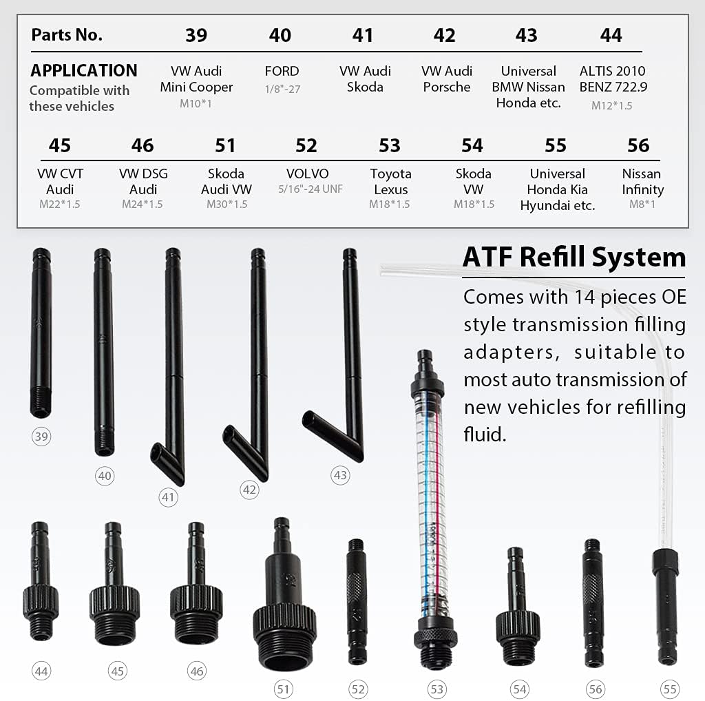 10 Liter ATF Dispenser Kit with 14 Pieces Transmission Filling Adapters H159599