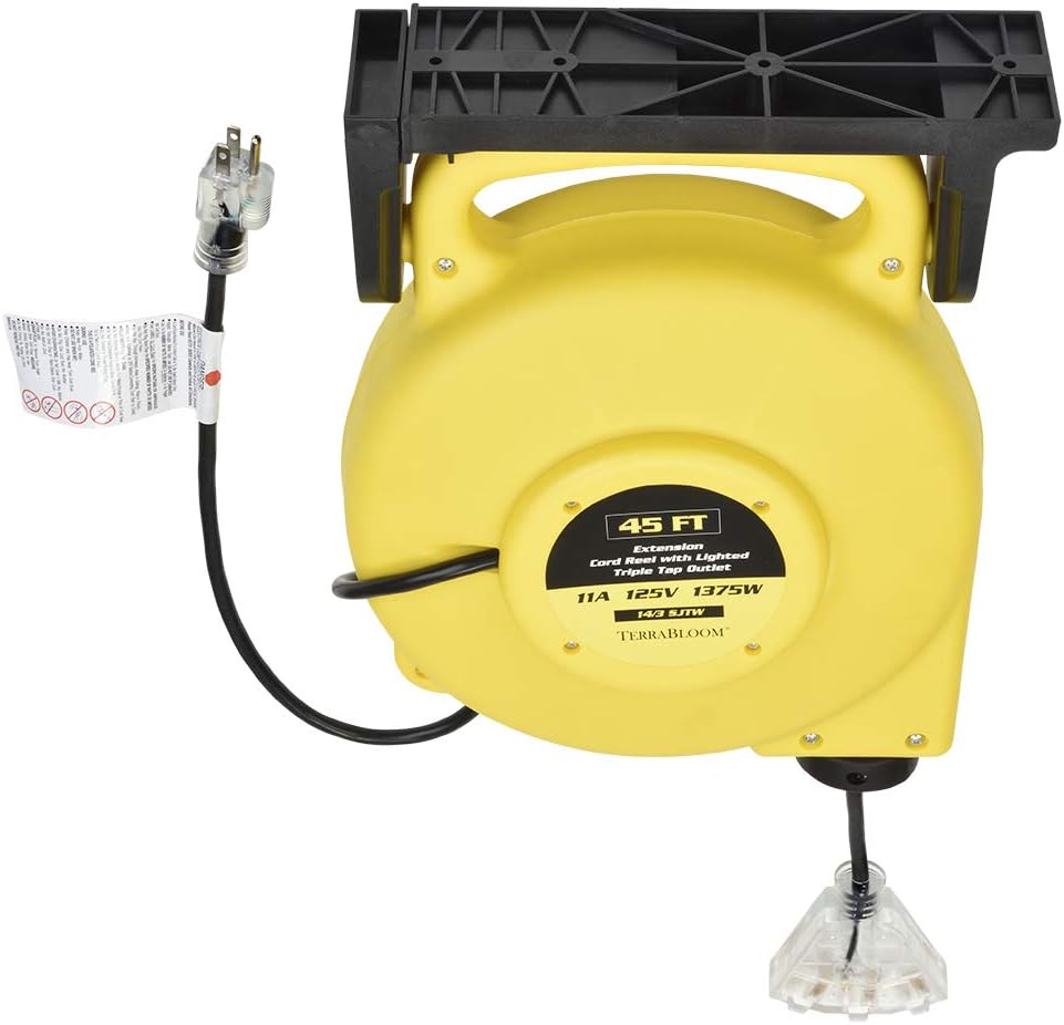 40 Ft 12/3 Retractable Extension Cord Reel with 3 Electrical Outlets X81052