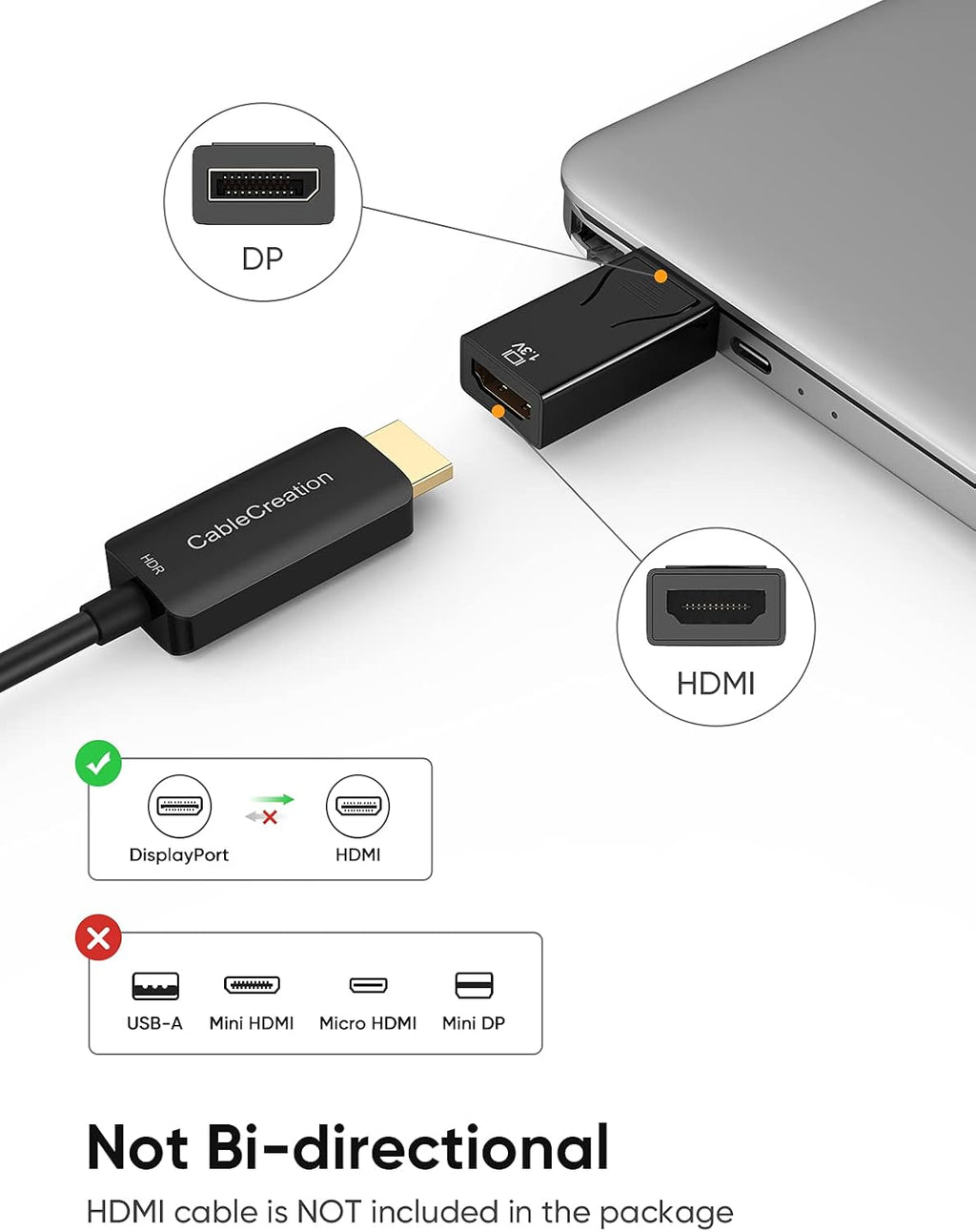 DP to HDMI Adapter 3-Pack Gold Plated Black H69675