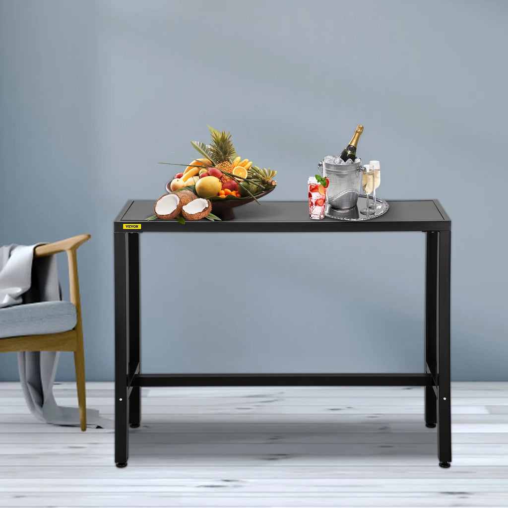 Narrow Rectangular Bar Height Outdoor Table with Adjustable Feet F709262