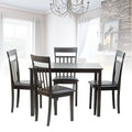 Set of 5 pc Solid Wooden Table and Chairs Espresso Black Finish R164