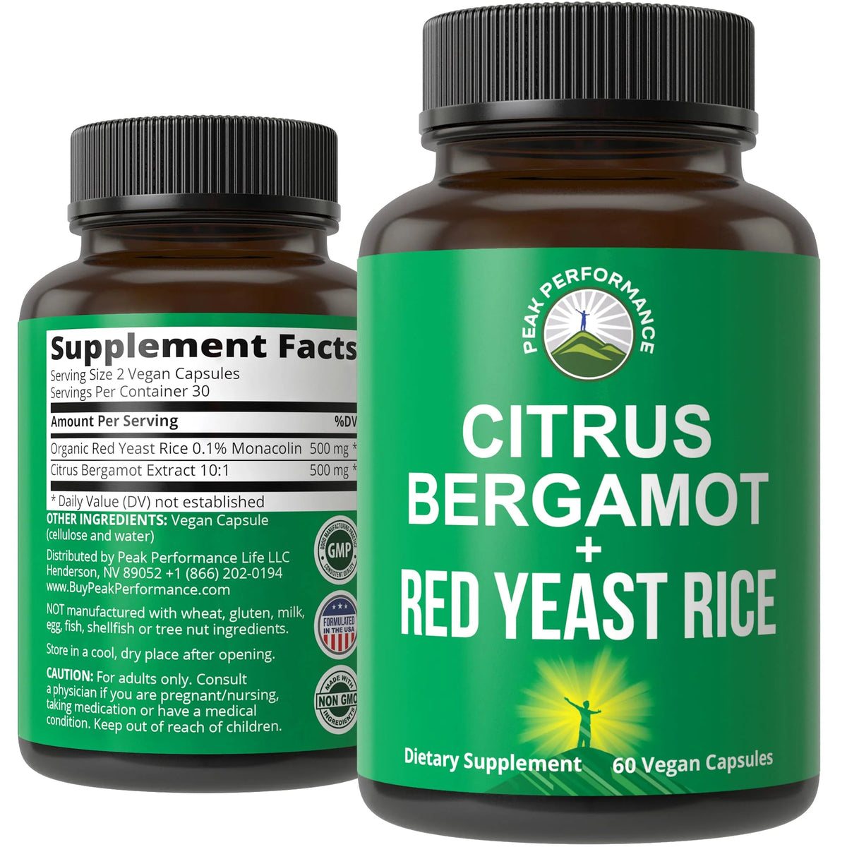 Citrus Bergamot Red Yeast Rice 2-in-1 Supplement Vegan Capsules A35961