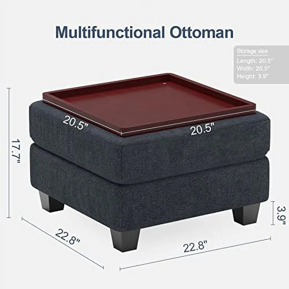 Bluish Grey Convertible Upholstered Ottoman K321456