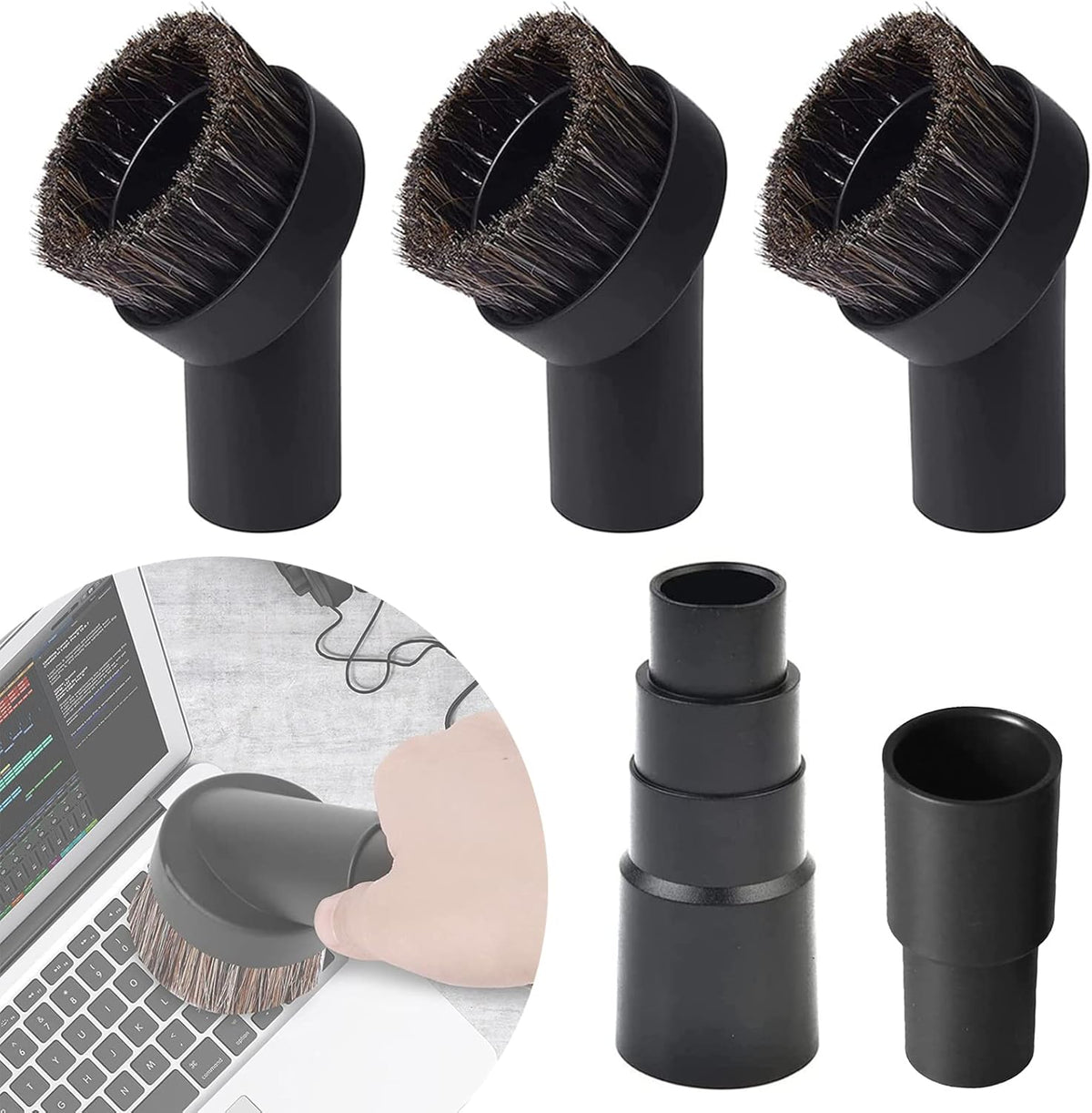 5PCS Vacuum Soft Bristle Round Dust Brush Attachment C4487